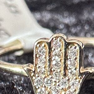 14K Gold Diamond Hamsa Ring ✨ .06 CTW Natural Diamonds Size  8